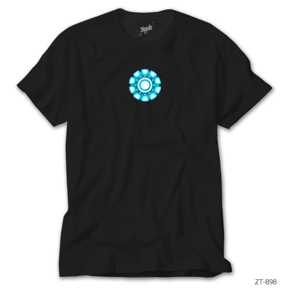 Iron Man Arc Reactor Circled Siyah Tişört