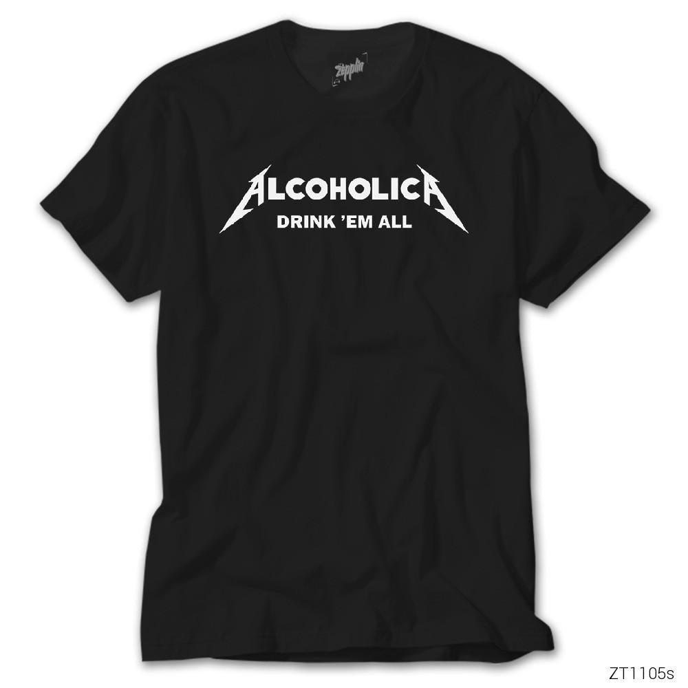 CrowsGate Alcoholica Drink em All Siyah Tişört