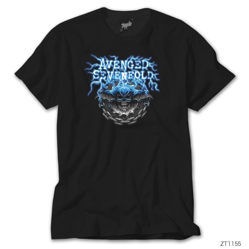 Avenged Sevenfold Lighting Skull Siyah Tişört