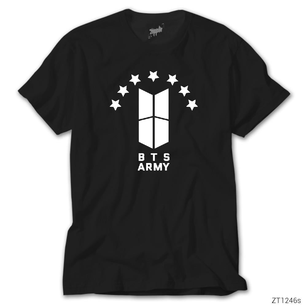 BTS 7 Yıldız Logo Siyah Tişört