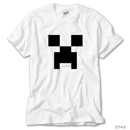Minecraft Creeper Face Beyaz Tişört