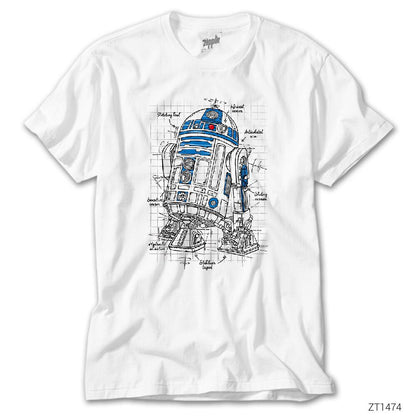 Star Wars R2D2 Schema Beyaz Tişört