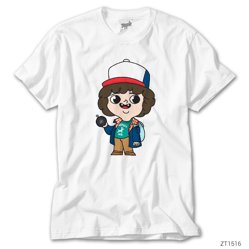 Stranger Things Dustin Cartoon Beyaz Tişört