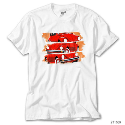 Volkswagen The Beetle Red Beyaz Tişört