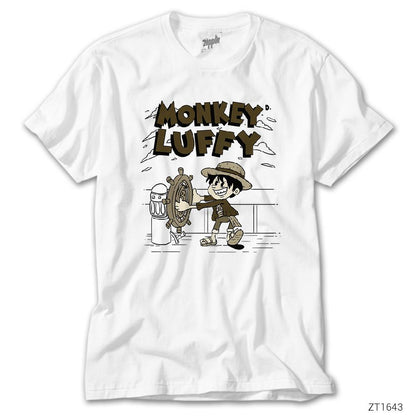 One Piece Monkey Luffy Beyaz Tişört
