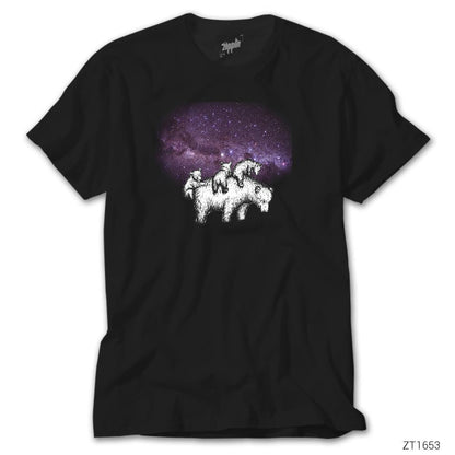 Bears in Space Siyah Tişört