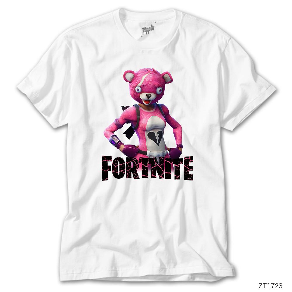 Fortnite Pink Bear Beyaz Tişört