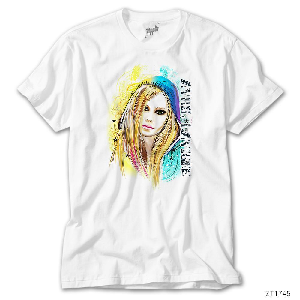 Avril Lavigne Stars Cartoon Beyaz Tişört