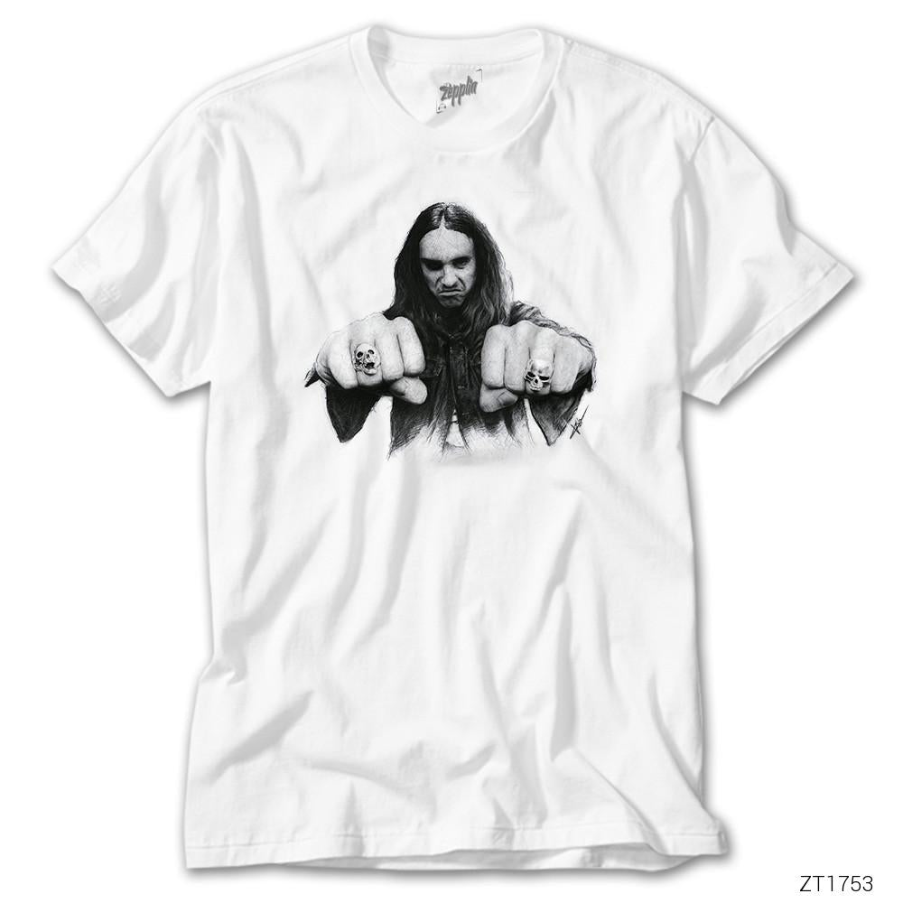 Cliff Burton Punch 2 Beyaz Tişört