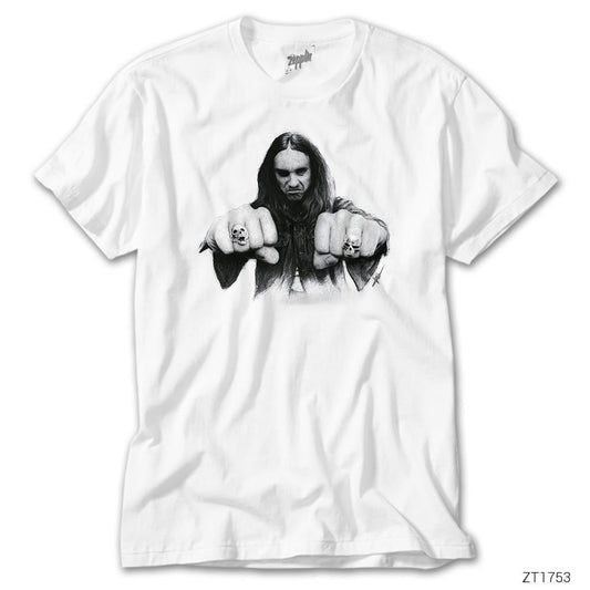 Cliff Burton Punch 2 Beyaz Tişört