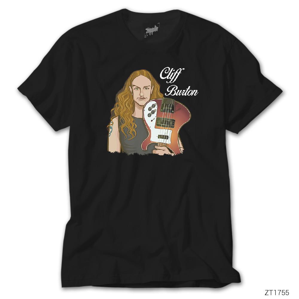 Cliff Burton With Guitar Siyah Tişört