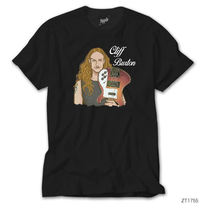 Cliff Burton With Guitar Siyah Tişört