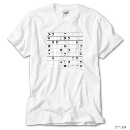 Sudoku Bulmaca Beyaz Tişört