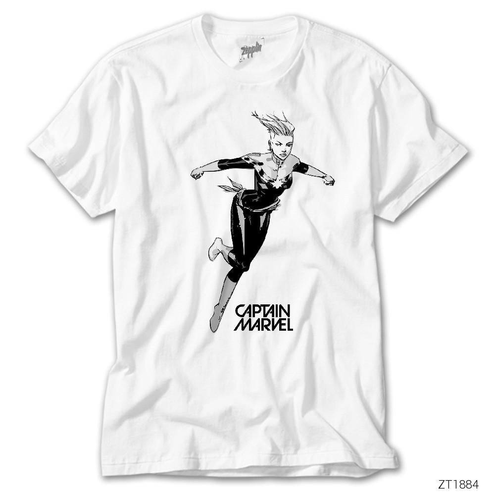 CrowsGate Captain Marvel Attack BW Beyaz Tişört