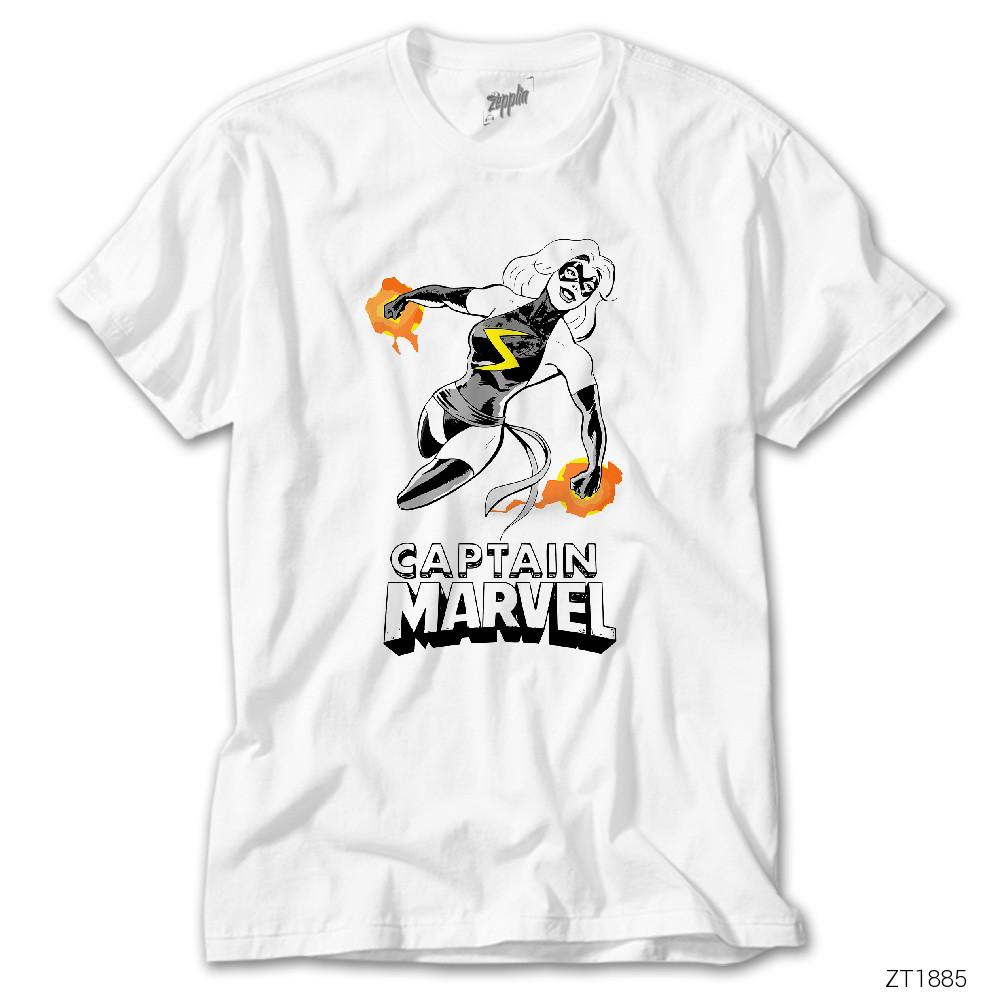 CrowsGate Captain Marvel Comic Beyaz Tişört