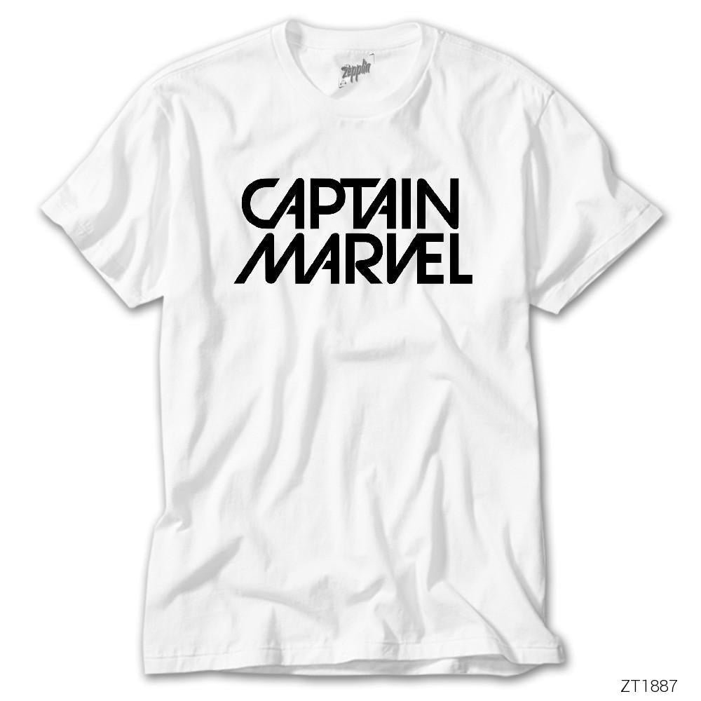 Captain Marvel Text Beyaz Tişört