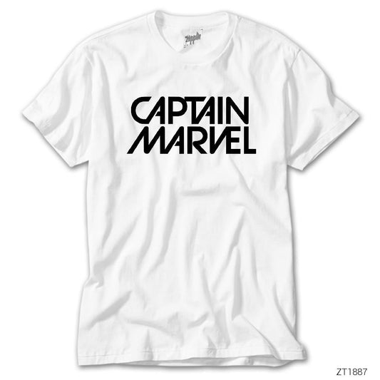 Captain Marvel Text Beyaz Tişört