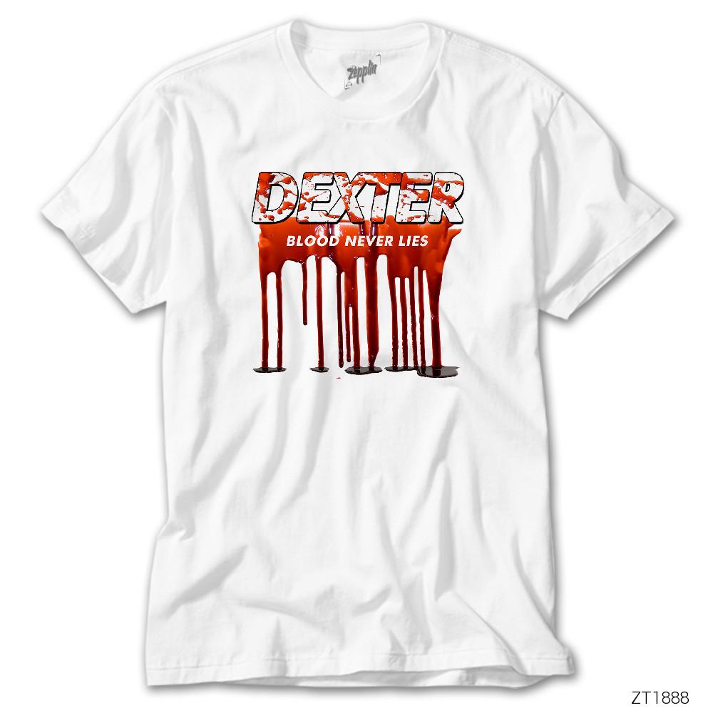 CrowsGate Dexter Blood Never Lies Beyaz Tişört