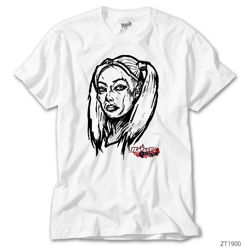CrowsGate Harley Quinn Drawing Beyaz Tişört