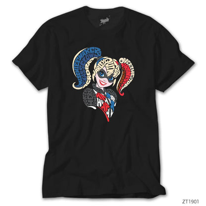 Harley Quinn Typography Siyah Tişört