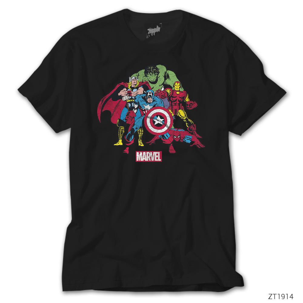 Marvel Comics Team Siyah Tişört