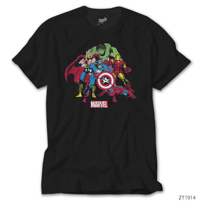 Marvel Comics Team Siyah Tişört