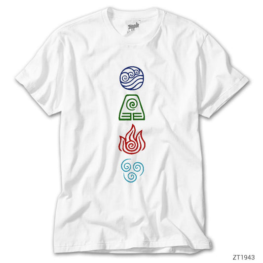 Avatar Four Elements Beyaz Tişört