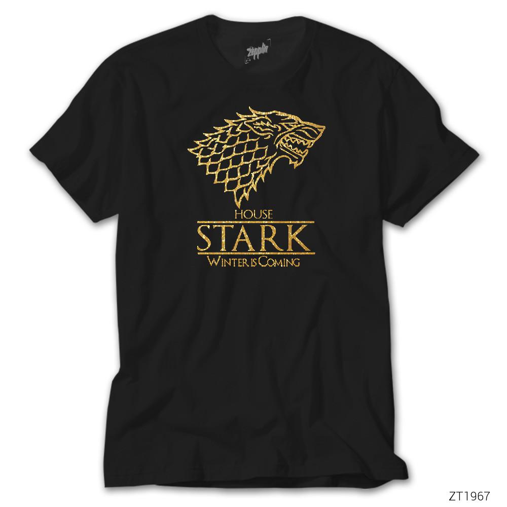 CrowsGate Game of Thrones House Stark Winter is Coming Siyah Tişört
