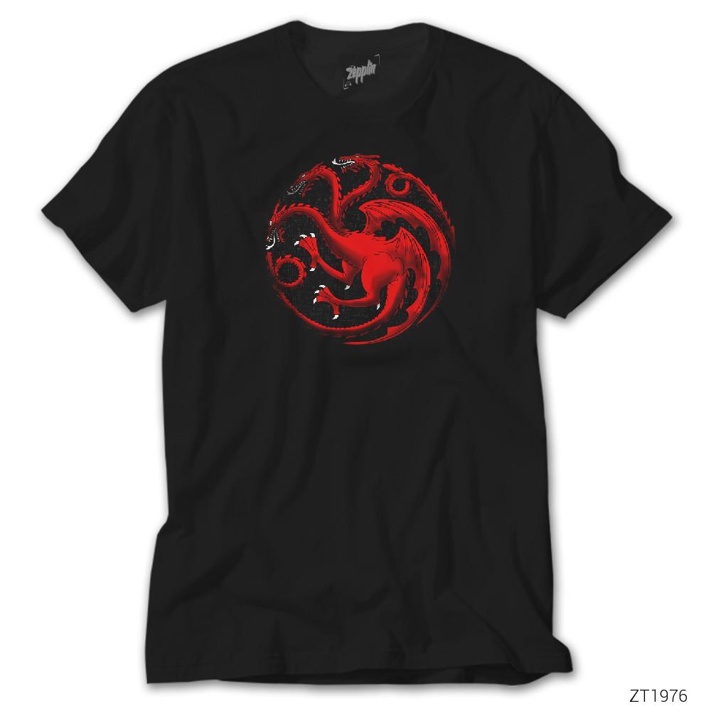 CrowsGate Game of Thrones Targaryen Sigil Siyah Tişört