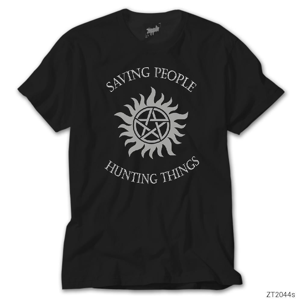 Supernatural Saving People Siyah Tişört