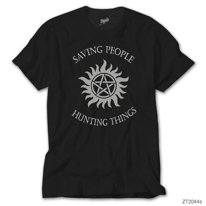 Supernatural Saving People Siyah Tişört