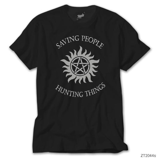 Supernatural Saving People Siyah Tişört