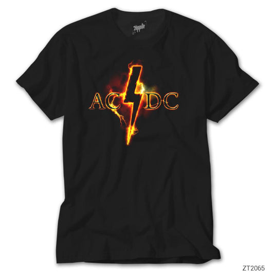 AC DC Fire Lighting Siyah Tişört