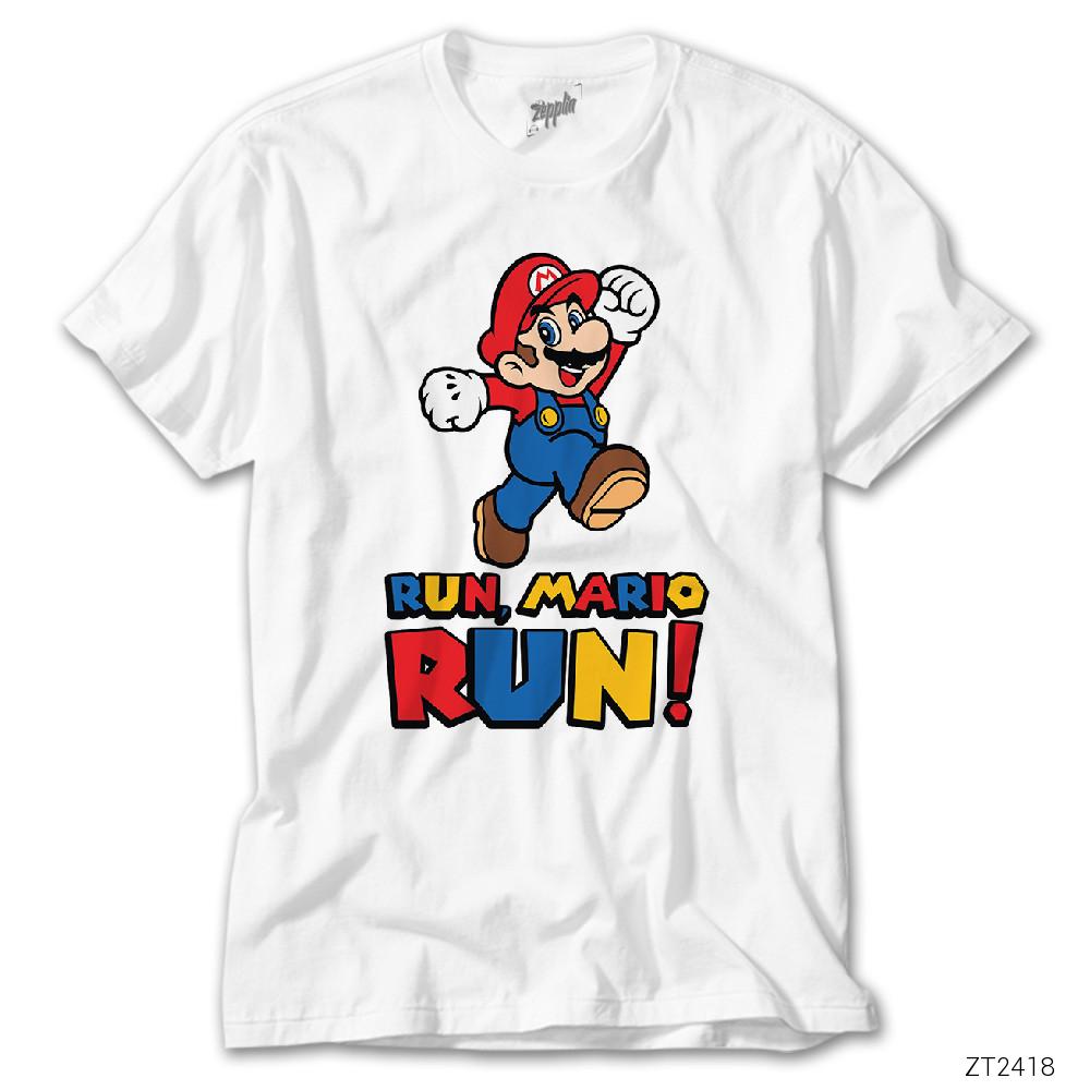 Super Mario Run Run Beyaz Tişört