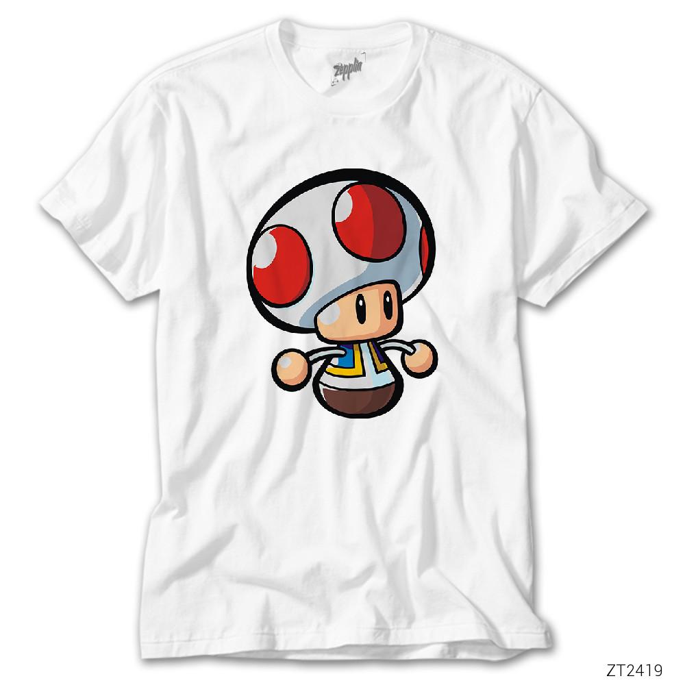 Super Mario Toad Beyaz Tişört