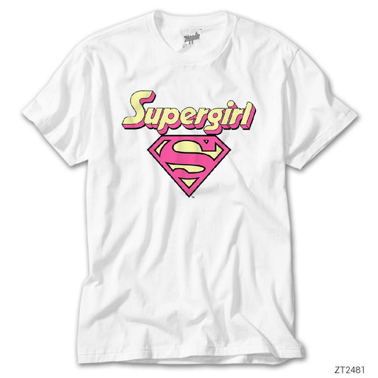 Super Girl Pink Logo Beyaz Tişört