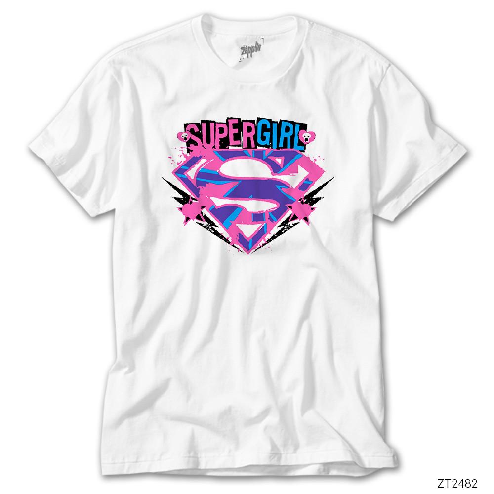 Super Girl Splash Logo Beyaz Tişört