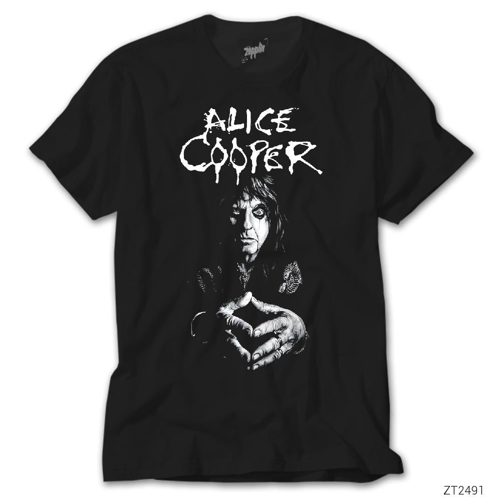 Alice Cooper Black and White Siyah Tişört