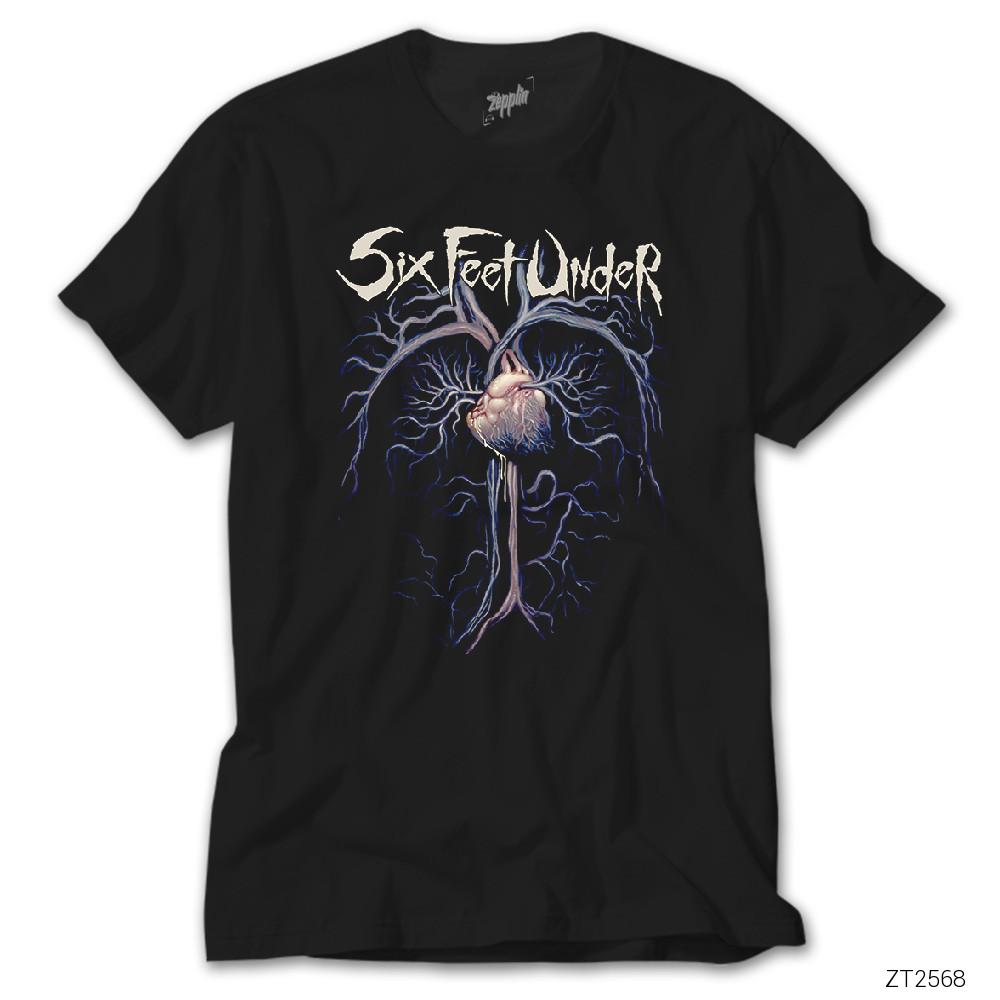 Six Feet Under Heart Siyah Tişört