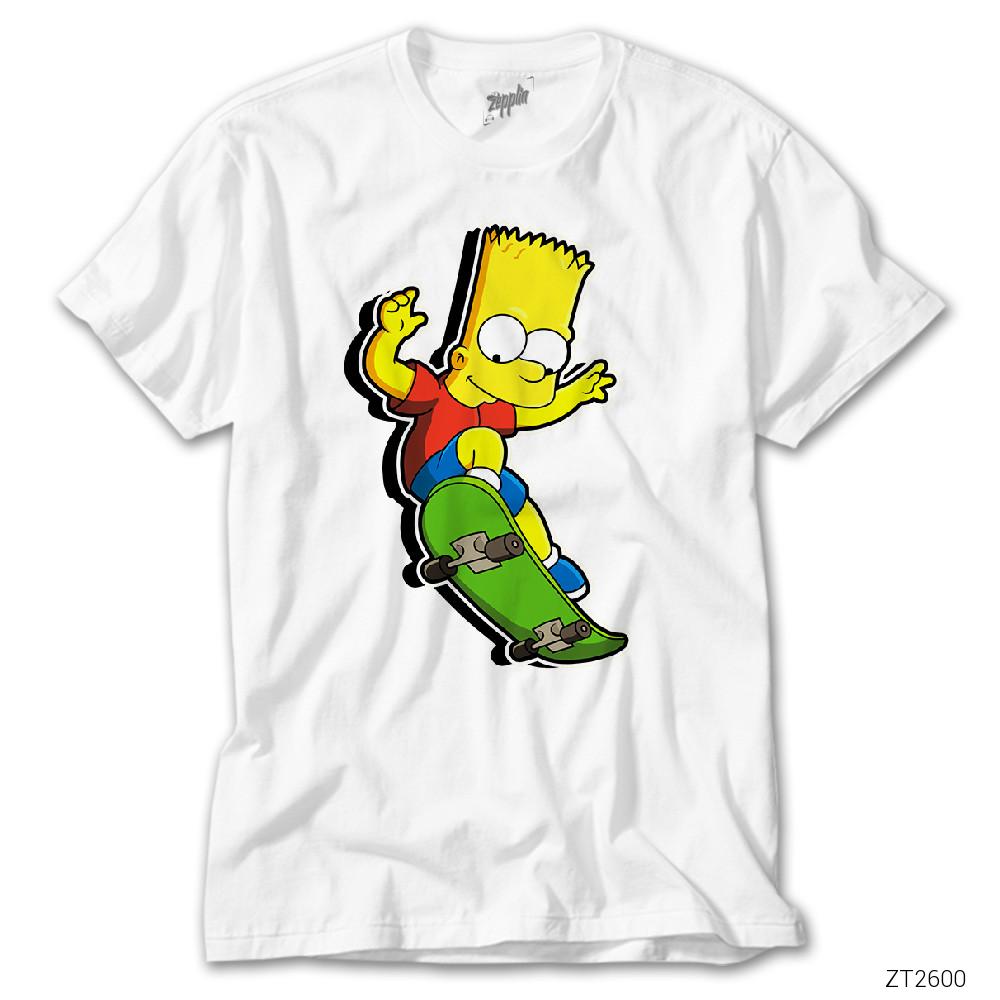 Bart Simpson Skater Beyaz Tişört