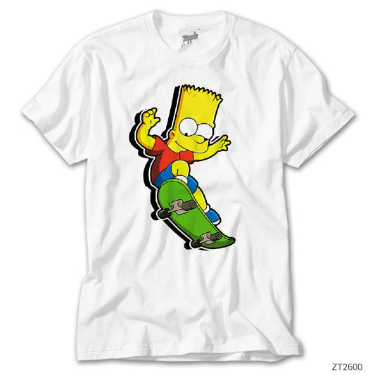 Bart Simpson Skater Beyaz Tişört