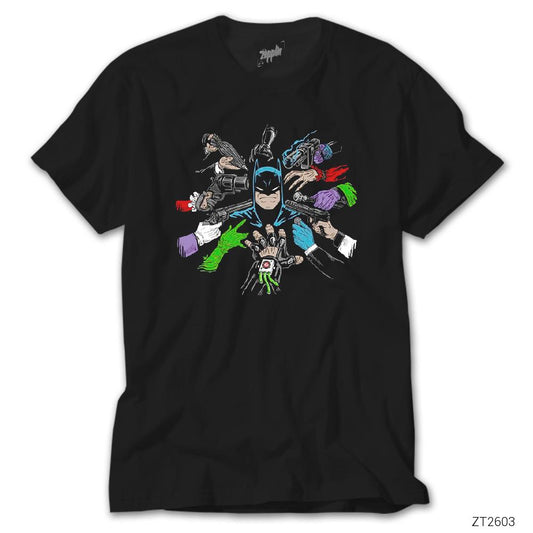 Batman and Enemy Siyah Tişört