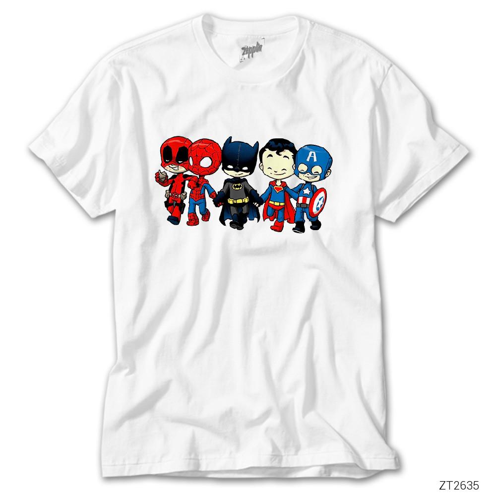 Dc And Marvel friends Beyaz Tişört