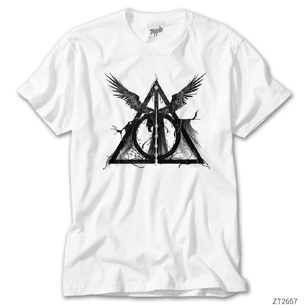 Harry Potter Deathly Hallows Beyaz Tişört