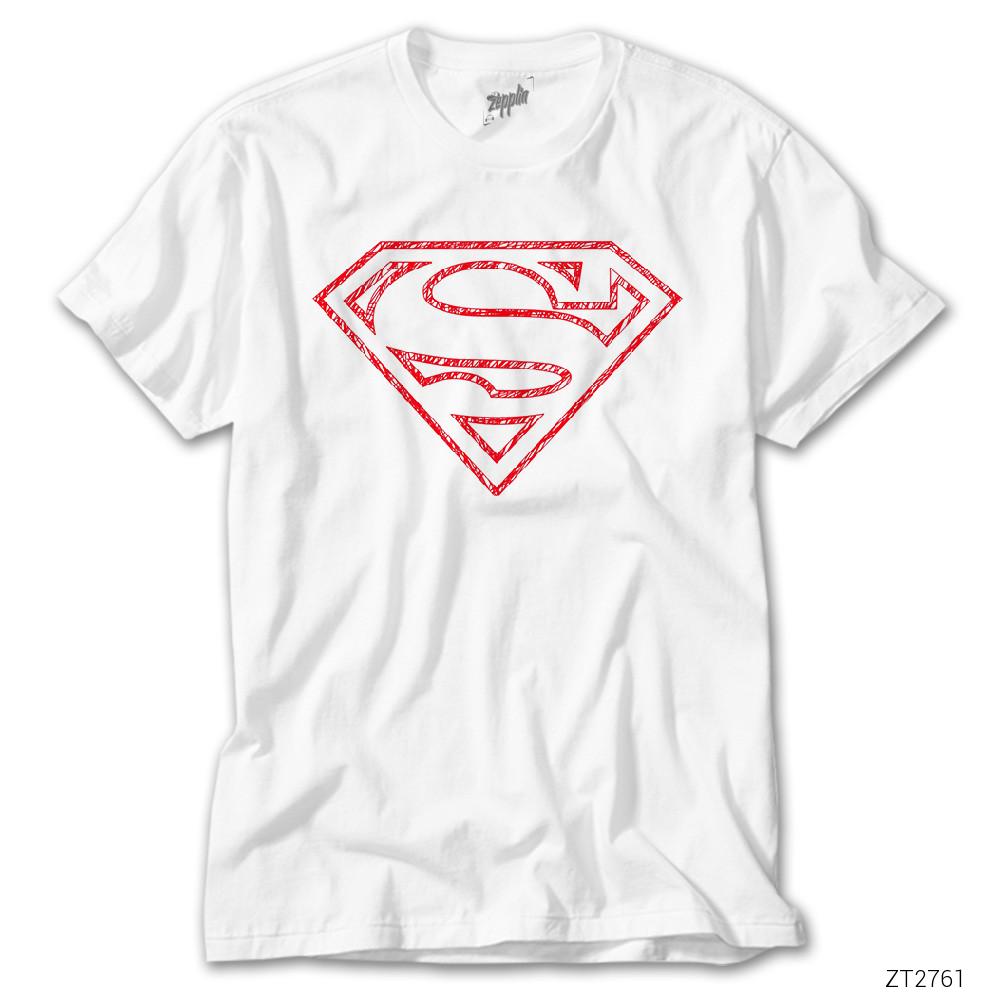 Superman Distord Logo Beyaz Tişört
