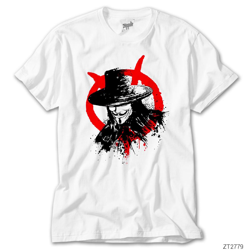 V for Vendetta Face Beyaz Tişört