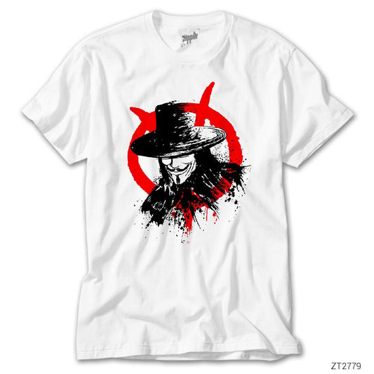 V for Vendetta Face Beyaz Tişört