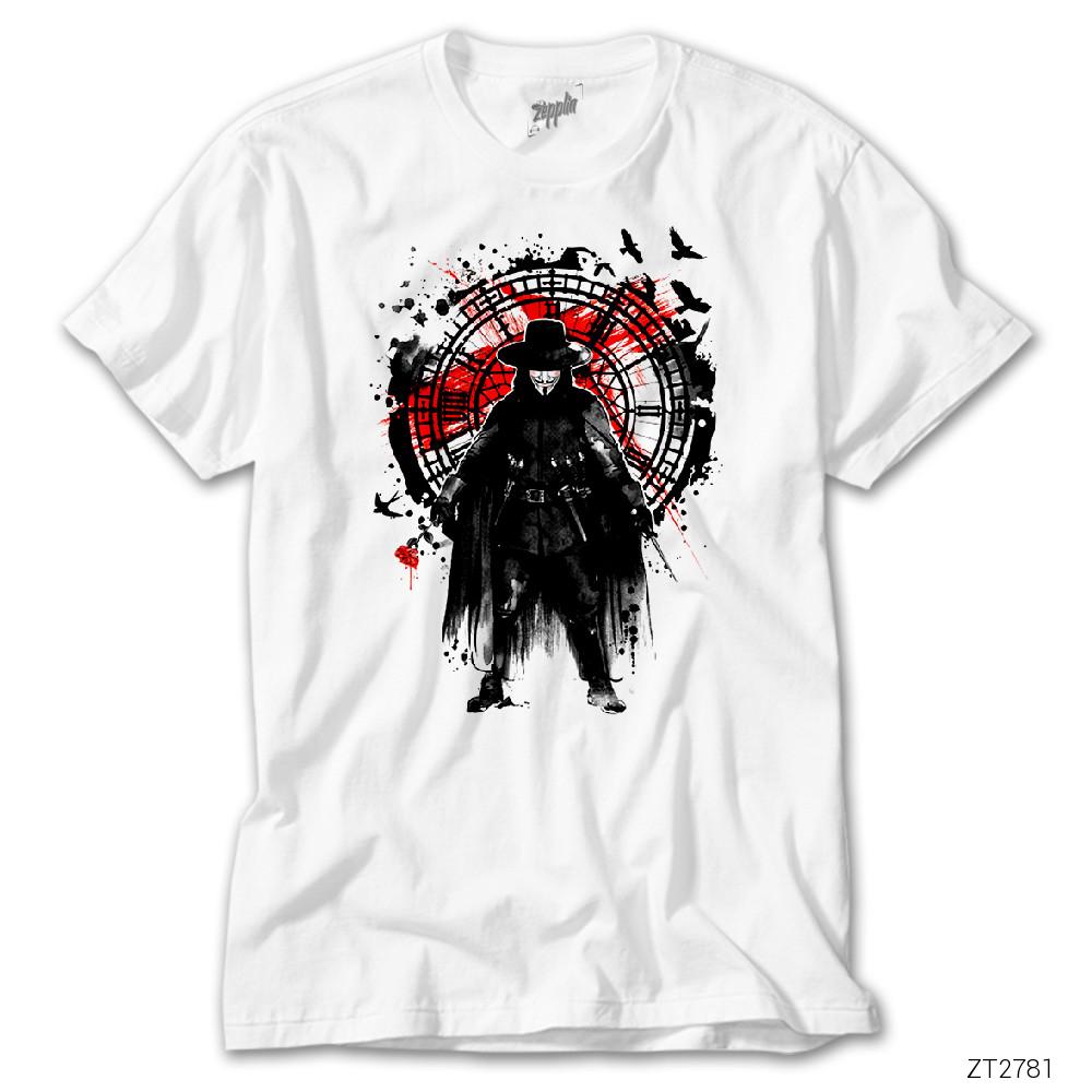 V for Vendetta Rose Beyaz Tişört