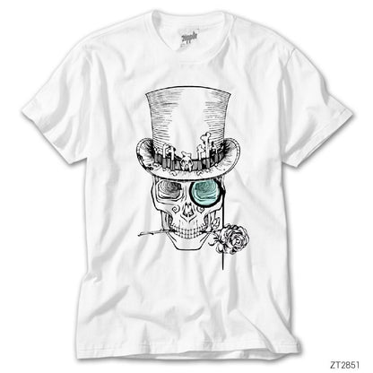 Skull and Rose Beyaz Tişört