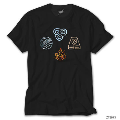 Avatar the Last Air Elements Siyah Tişört
